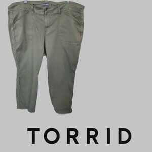Torrid Green Utility Pants Skinny High Rise Crop Aviator Womens Plus 24